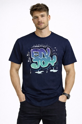 Herkesemoda Enjoy Yazı Detaylı Basic Erkek T-shirt Lacivert