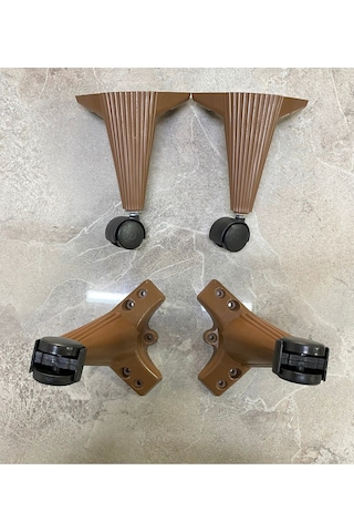 Tekerlekli Sehpa Masa Ayağı, Akıllı Sehpa Ayağı, Sihirli Sehpa Ayağı Ceviz 4 Adet 360 Derece 20 Cm T