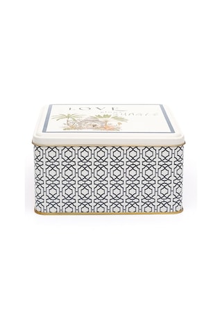 Forrest Grey Desenli Kare Metal Saklama Kabı 19.8 x 19.8 x 10 CM 3.7 L