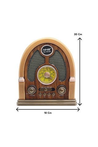 Nostaljik Bluetooth Radyo Ns-7061bt Şarjlı Taşınabilir Fm Radyo Mp3 Çalar