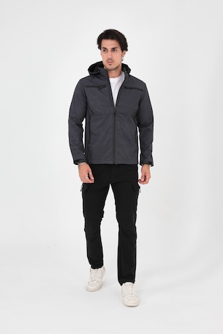 Camp Scoutland Camp456 Outdoor Softshell Su Ve Rüzgara Dayanıklı içi Polar Seyyar Kapüşonlu Erkek Antrasit Taktik Mont