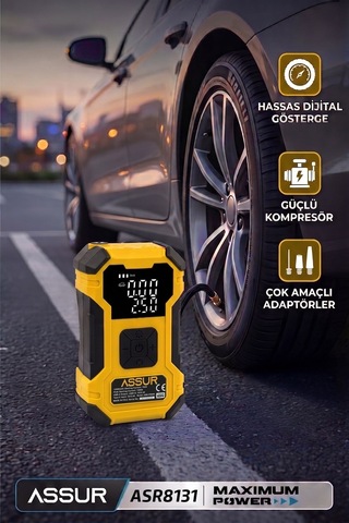 Assur 12000MAH Oto Kompresör Powerbank Led Işık - 3254