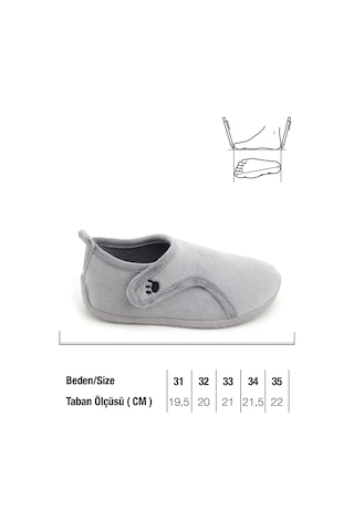 Gezer Kışlık Kız Çocuk Rahat Taban Cırt Cırtlı Ayarlanabilir Ev Okul Kreş Panduf Ayakkabı Gri
