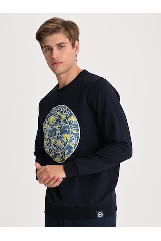 Fenerbahçe Lacivert Tribün Kamuflaj Logolu Erkek Sweatshirt Fb Laci Yeni