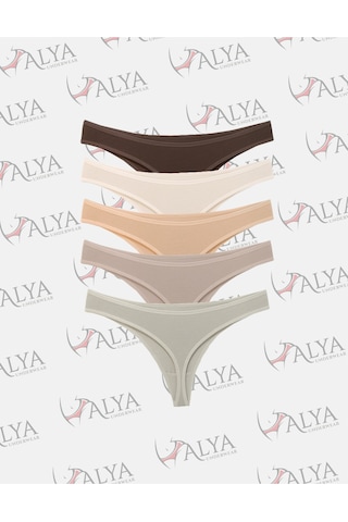 Alya Underwear Kadın Külot Pamuklu String - 5 Adet Siyah Tanga S, M, L, Xl Multicolor-p20