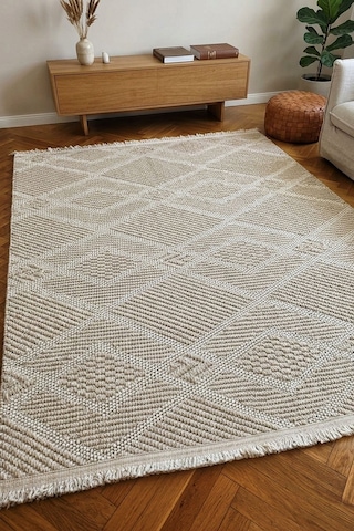 Leiva Home Lara 05 Krem Bej Sisal İskandinav Modern Kaymaz Taban Yumuşak Özel Ölçü Salon Koridor Halısı 0220-krem