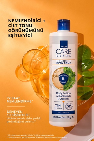 Avon Care Derma Nemlendirici + Cilt Tonu Göru Nu Mu Nu Eşitleyici C Vitamini Ve Yeşil Çay İçeren Vu Cut Losyonu 400ml