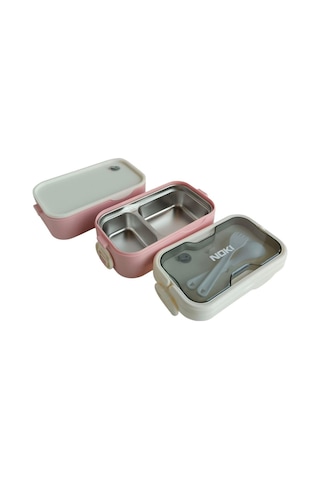 Noki Kids Paslanmaz Çelik Yemek Kabı 1350 Ml Çift Katlı Pembe Çok Renkli