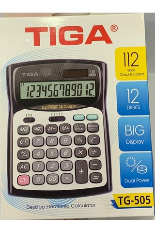 Tiga Hesap Makinası Masa Üstü 12 Haneli-tg-505 Gri