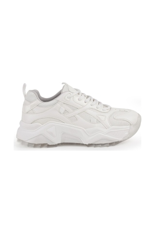 Libero L083.65137 Gri Hakiki Deri Kadın Sneaker Yüksek Tabanlı Rahat Spor Ayakkabı Beyaz