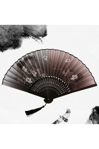 Singree Dans Gösterileri İçin Klasik Bambuslu İpek Çelik Fan - Çin-japon Stili, Nikah, Banket, Hediye