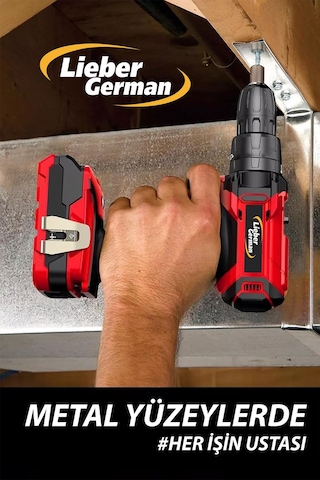 Lieber German V-Tec 1200 Li-Ion Darbeli Çift Akülü Sarjlı Vidalama Matkap