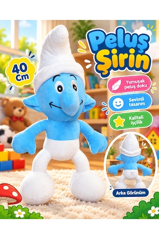 Oyuncak Peluş Şirinler Şirin Baba-şirine-gözlüklü Şirin-gülen Şirin Sevimli Oyun Arkadaşı Hediyelik 40 Cm Mavi
