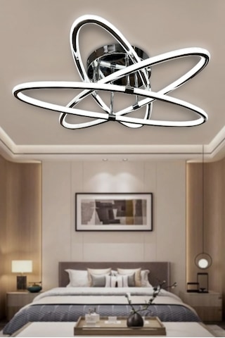 Atom Çift Ledli 3 Kol Led Avize - Kumandalı / Krom Krom