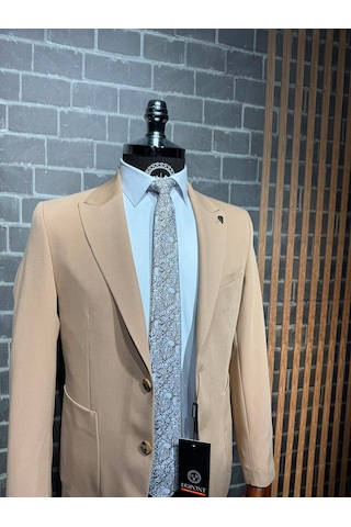 Dupont Classics Dupont Slim Fit Sivri Yaka 6 Drop Çift Yırtmaç Torba Cep 2'li Takım Elbise Bej-altın Bej