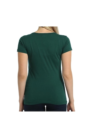 Bant Giyim - Açık Bisiklet Yaka Yeşil Kadın Tişört T-Shirt