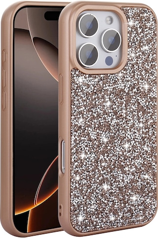 Apple Uyumlu iPhone 16 Pro Max Kılıf Parlak Taşlı Tasarım Zore Pırlanta Kapak Pembe