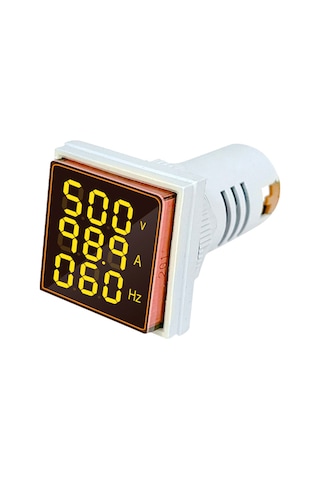 Reedark 3 Yönlü Ac Voltaj, Akım Ve Frekans Göstergesi - 22mm Kare Led Ekran 60-500v / 0-100a / 20-75hz