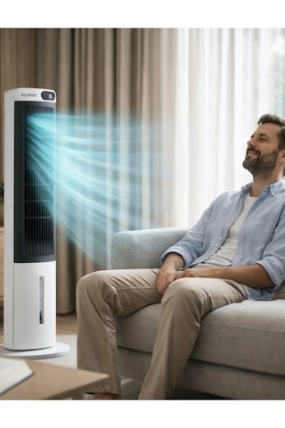 Auhma Acfn07 70w Sulu Soğutucu Kule Tipi Vantilatör - 3l Su Tankı, Uzaktan Kumandalı, Led Ekranlı