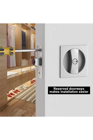 Nayomiglow Yatak/banyo Cep Kapı Kilidi, Saten Nikel Çağdaş Gizlilik Kare Cep Kapı Donanımı, Sürgülü Cep Kapı Mandalı