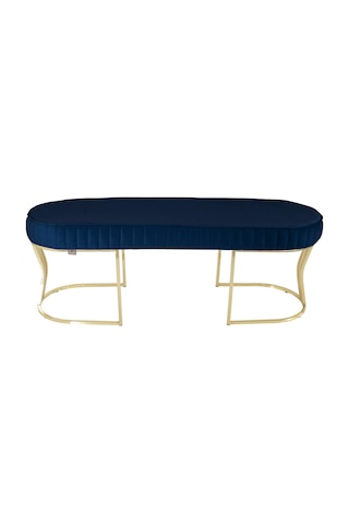 Viego Gold Striped- Mavi Kapitoneli Chester Model Puf & Bench & Koltuk & Uzun Makyaj Puff & Yatak Ucu &önü
