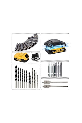 Prohummer Ph015 58vf Çift Akülü Şarjlı Matkap Seti Sarı
