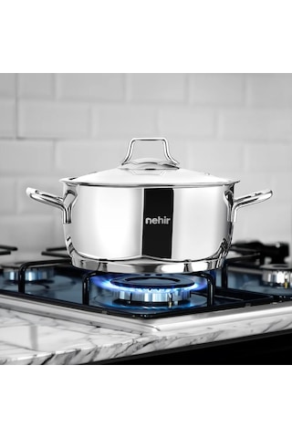 Nehir Silver Klasik 6 Parça Çelik Derin Tencere Seti