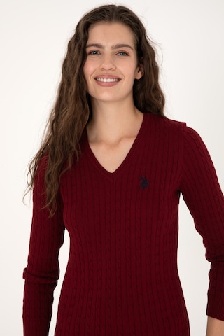 U.S. Polo Assn. Kadın Bordo V Yaka Basic Kazak 50313625-VR014