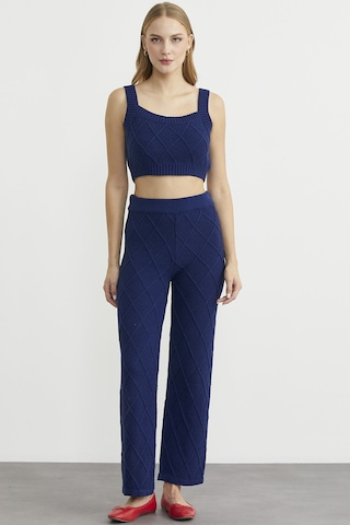 Sementa Pamuk Crop Pantolon Triko Takım - Lacivert Lacivert