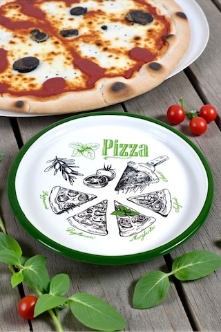 22 No Pizza Tabağı Tepsisi Supla Pasta Tabağı Servis Tabağı 22cm - Yeşil