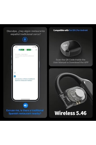 Flybuy Yapay Zeka Destekli Gerçek Zamanlı Çeviri Kulaklık, 144 Dil, Aktif Gürültü Azaltma