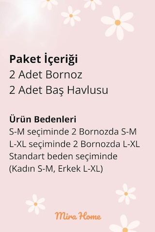 4 Parça Aile Bornoz Seti Kadın Erkek Havlulu Bornoz Takımı Pembe - Gri