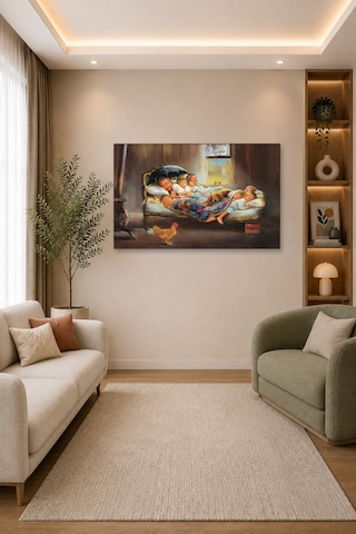 Tam Renk Mutluluğun Resmi Dekoratif Kanvas Duvar Tablosu Kahverengi