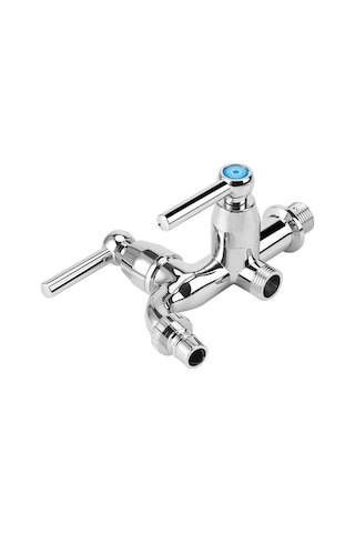 Bosphorusboutique02 Abs Çamaşır Makinesi Bataryası, Mutfak & Banyo Su Musluğu, Krom, Çift Çıkışlı, Düz Sap, G1/2 Bağlantılı Krom