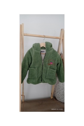 Azra Peluş Ayıcıklı Mont Yeşil
