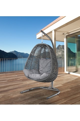 Tu Tienda Armut Salıncak Tek Kişilik Makrome Ip Örgü Bahçe Balkon Ev Salıncağı,gri Gri