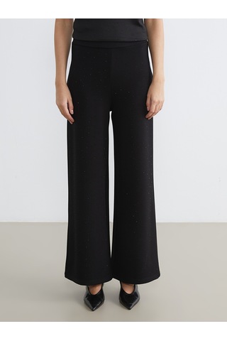 Lcw Comfort Siyah Beli Lastikli Taşlı Soft Touch Kadın Eşofman Altı