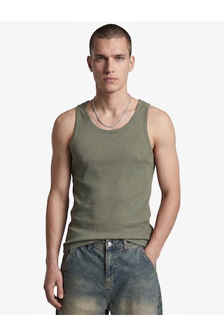 Koton Kolsuz Pamuklu Bisiklet Yaka Slim Fit Atlet Haki 6sam30001mk