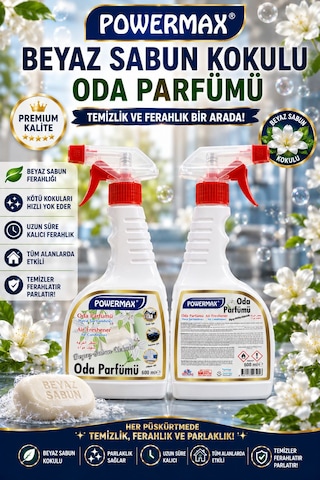 Powermax Beyaz Sabun Kokulu Oda Parfümü 600 Ml X3 Set Ortam Kokusu Uzun Süre Kalıcı Ferahlık