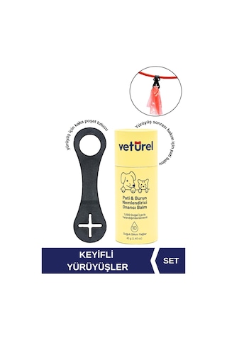 Veturel Köpek Kaka Poşeti Tutucu Silikon Aksesuar + Doğal Köpek Pati Burun Nemlendirici Balm Stick 40 G