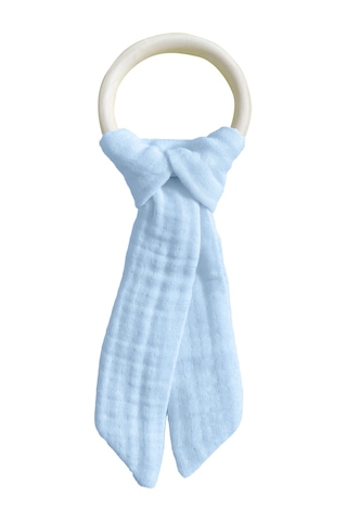 Pamuk Muslin Bebek Diş Kaşıyıcı Yıkanabilir Ahşap Desenli Mvi Mavi