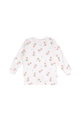 Bebegen Unisex Ekru Ördek Baskılı Pijama Takımı Çok Renkli