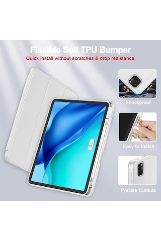 Apple Uyumlu iPad, Pro 12.9 5. Nesil 2021 Kılıf Kalem Bölmeli Smart Case