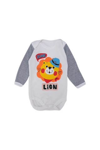 Bebelop Lion Baskılı Uzun Kollu Çıtçıtlı Zıbın 001