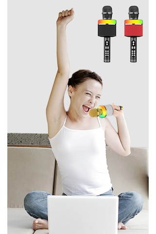 Ruicoo Kablosuz Şarkı Mikrofonu - Bluetooth Hoparlörlü Profesyonel K8 Modeli Altın