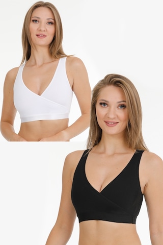Parlingerie Emzirme Sporcu Büstiyeri 2li Set Siyah-beyaz