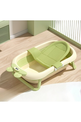 Katlanabilir Termometreli Bebek Küveti Filesi Bebek Havuzu Yeşil