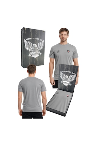 Beşiktaş Umbro Beşiktaş Antrenman T-shirt Pamuklu 25/26 Lazer Kutu Gri - Beyaz