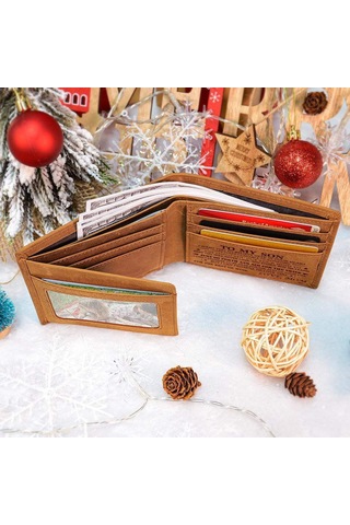 Premium Pu Deri Kart Cüzdan Teşvik Metin Baskılı Trifold Kısa Çanta Doğum Günü Noel Hediyesi Oğul İçin Çok Renkli