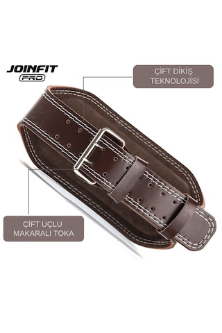 Joınfıt Pro Ağırlık Kemeri-%100 Hakiki Deri - Fitness Ve Vücut Geliştirme Bel Kemeri Medium 106 Cm Kahverengi